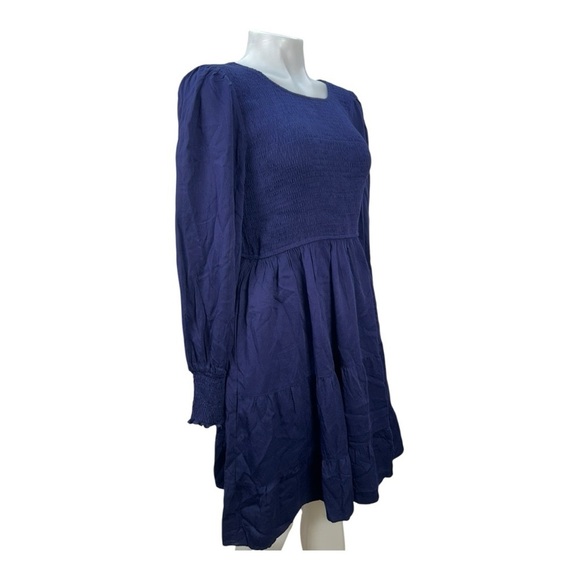 MEROKEETY LONG SLEEVE SMOCKED TIERED MINI DRESS SIZE M New - Picture 3 of 9